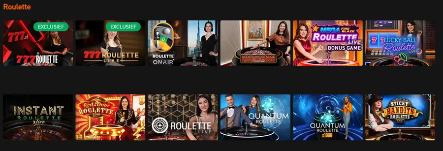 777 casino roulette tafels