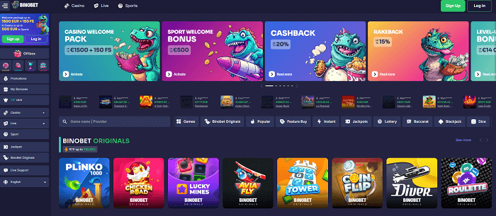 Binobet casino home pagina