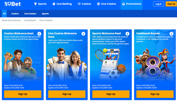 Bonus pagina 30bet casino