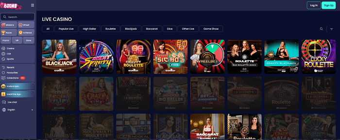 Booms.bet live casino