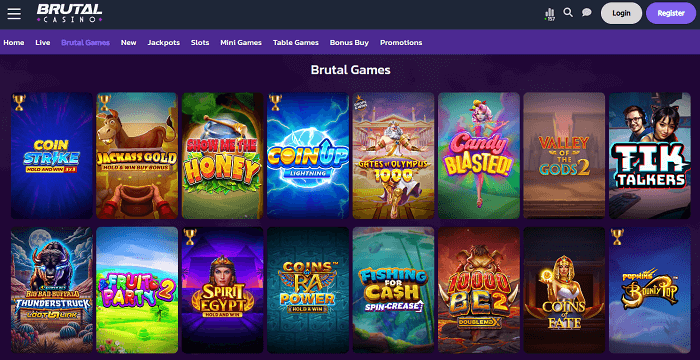 Casino spellen bij Brutal casino