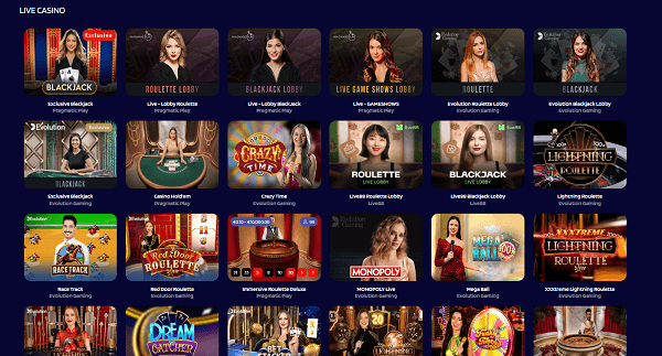 Live casino spelaanbod van Lyrabet casino