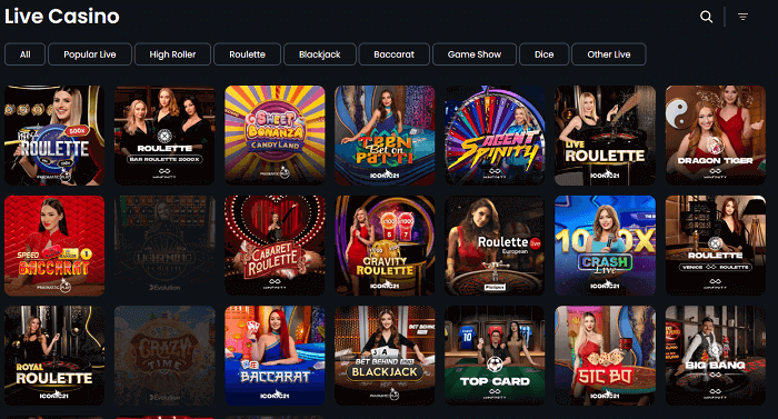 Live casino spellen aanbod bij Spinybet casino
