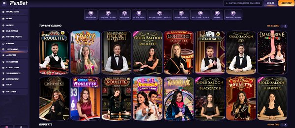 Live casino van funbet