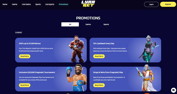 Lyrabet casino bonussen en promoties