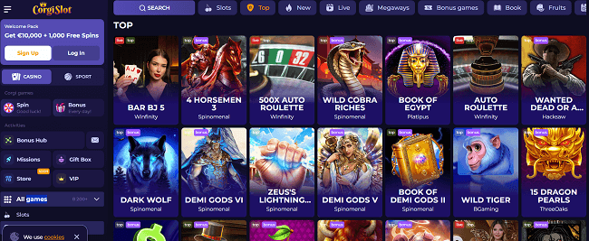 Spelaanbod van Corgislot casino