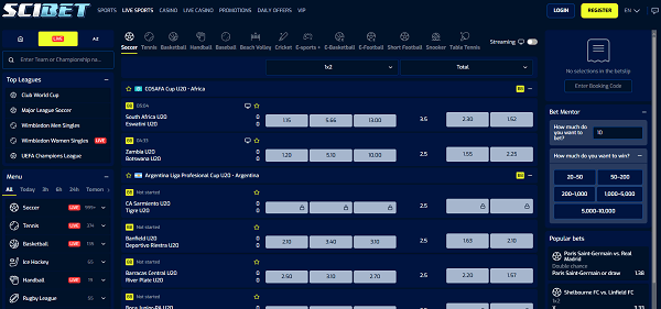 Sportsbook van Scibet casino