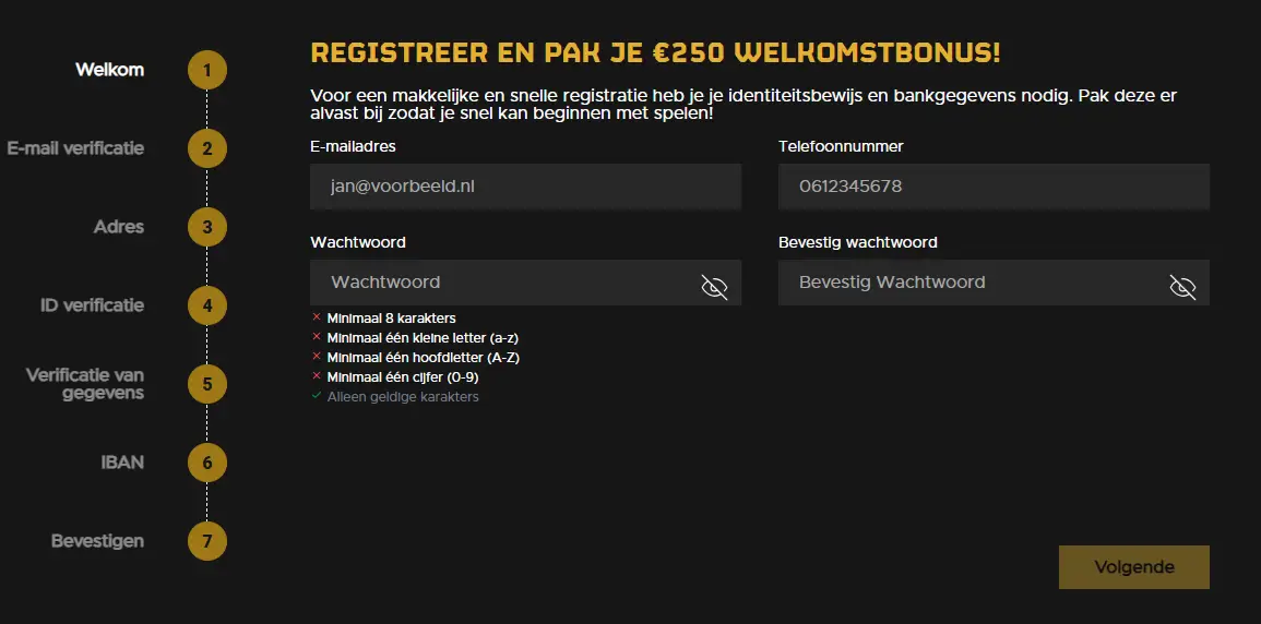 fairplay aanmeldscherm voor welkomstbonus