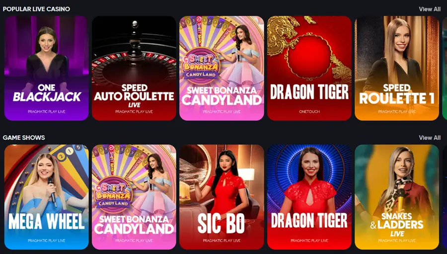 instant casino live casino games screenshot