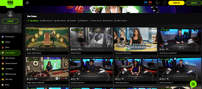 live casino van 888 casino