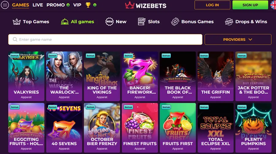 wizebets online gokkasten screenshot