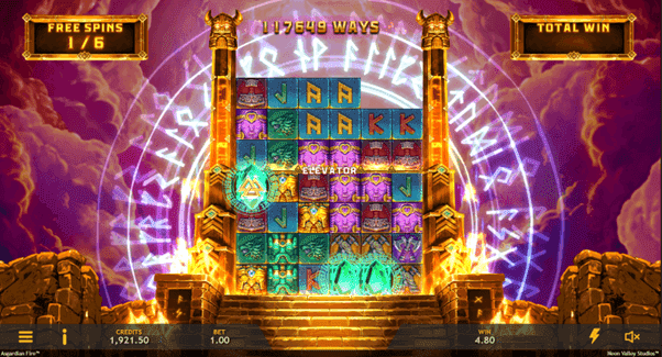 Gratis spins op het speelveld van de online slot Asgardian Fire