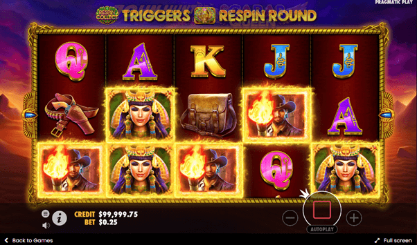 Het speelveld van de online Casino slot John Hunter and the Tomb of the Scarab Queen