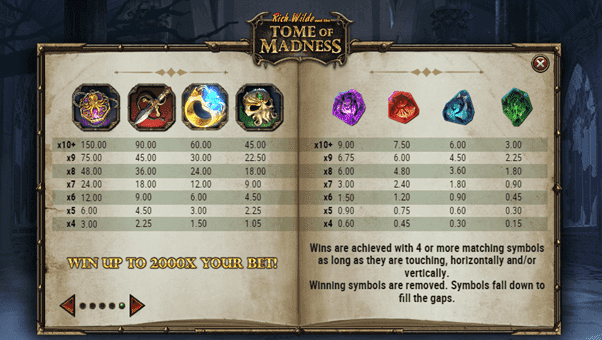 Tome of madness online casino slot waarde van de symbolen
