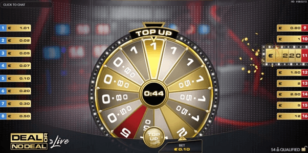 Top up Bonus Feature in de Deal or no Deal live Casino game