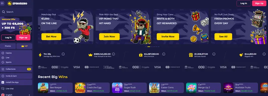 SpinoRhino Casino screenshot
