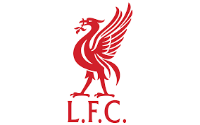Clublogo van Liverpool FC, een rode liver bird met de letters L.F.C.
